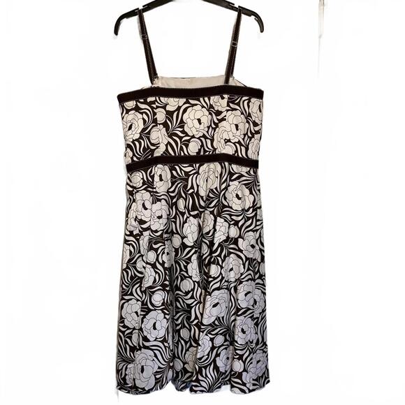 Brown and white floral strapless (or spaghetti strap) dress - Picture 2 of 2